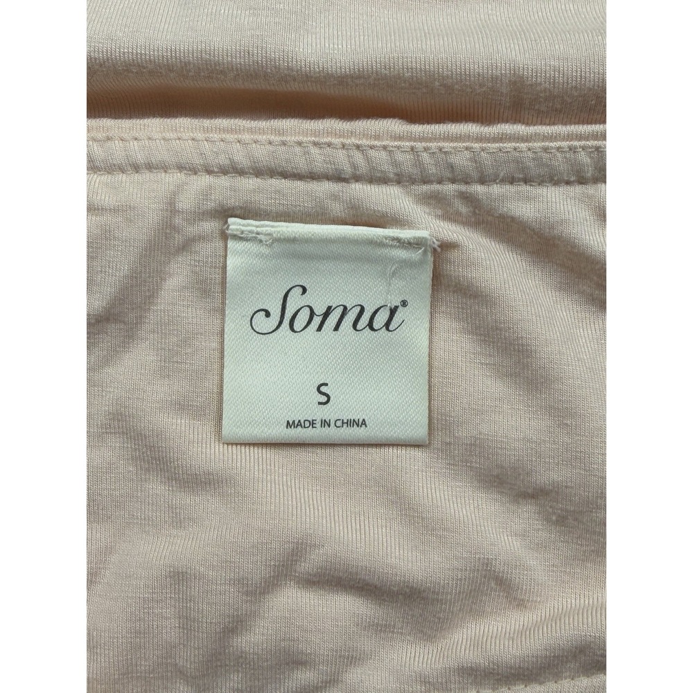 Soma Women's Lace Trimmed V Neck Slip Dress Nightgown Blush Peach Pink Sz S - Picture 3 of 12
